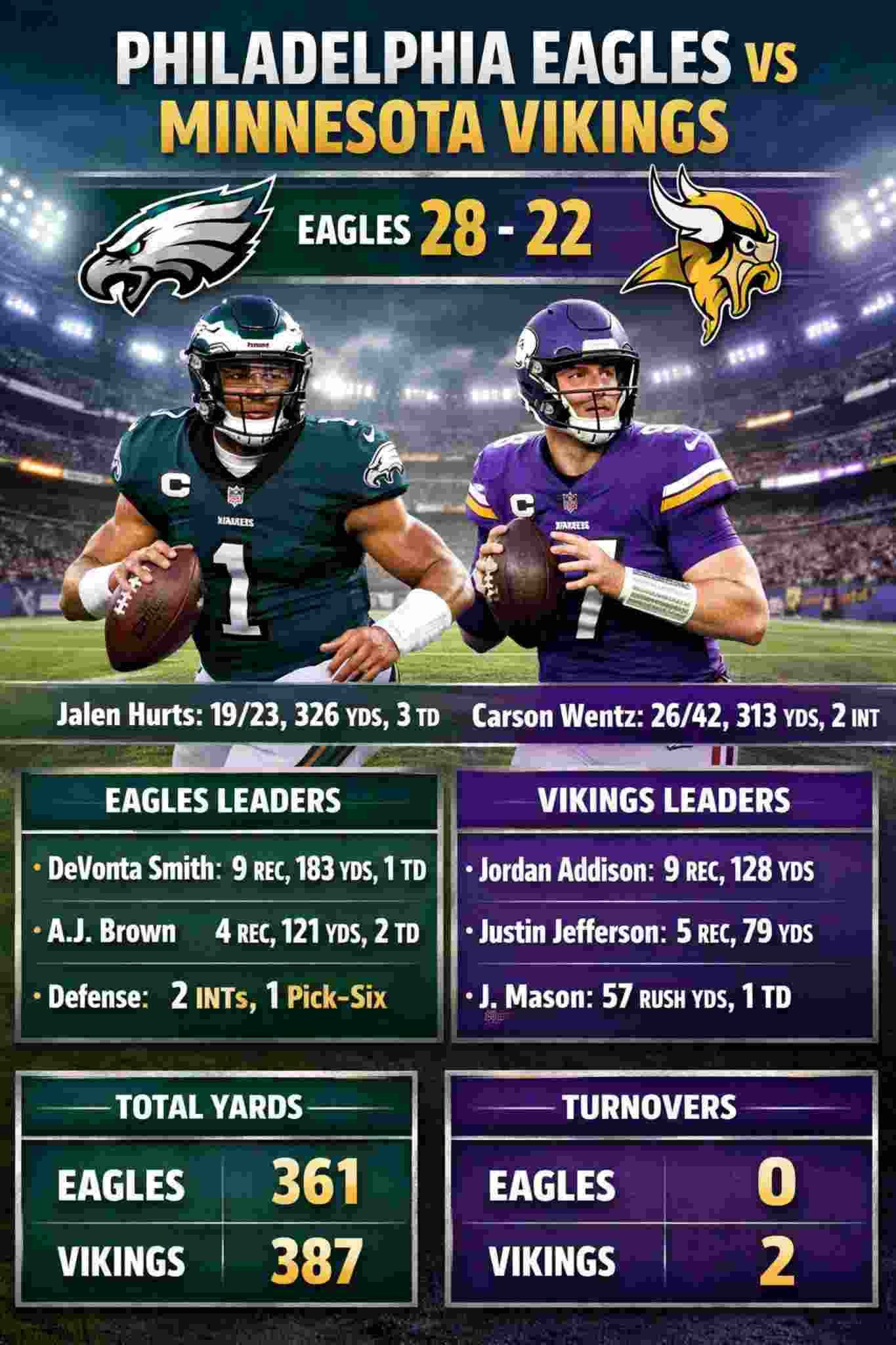 Philadelphia Eagles vs Minnesota Vikings Match Player Stats